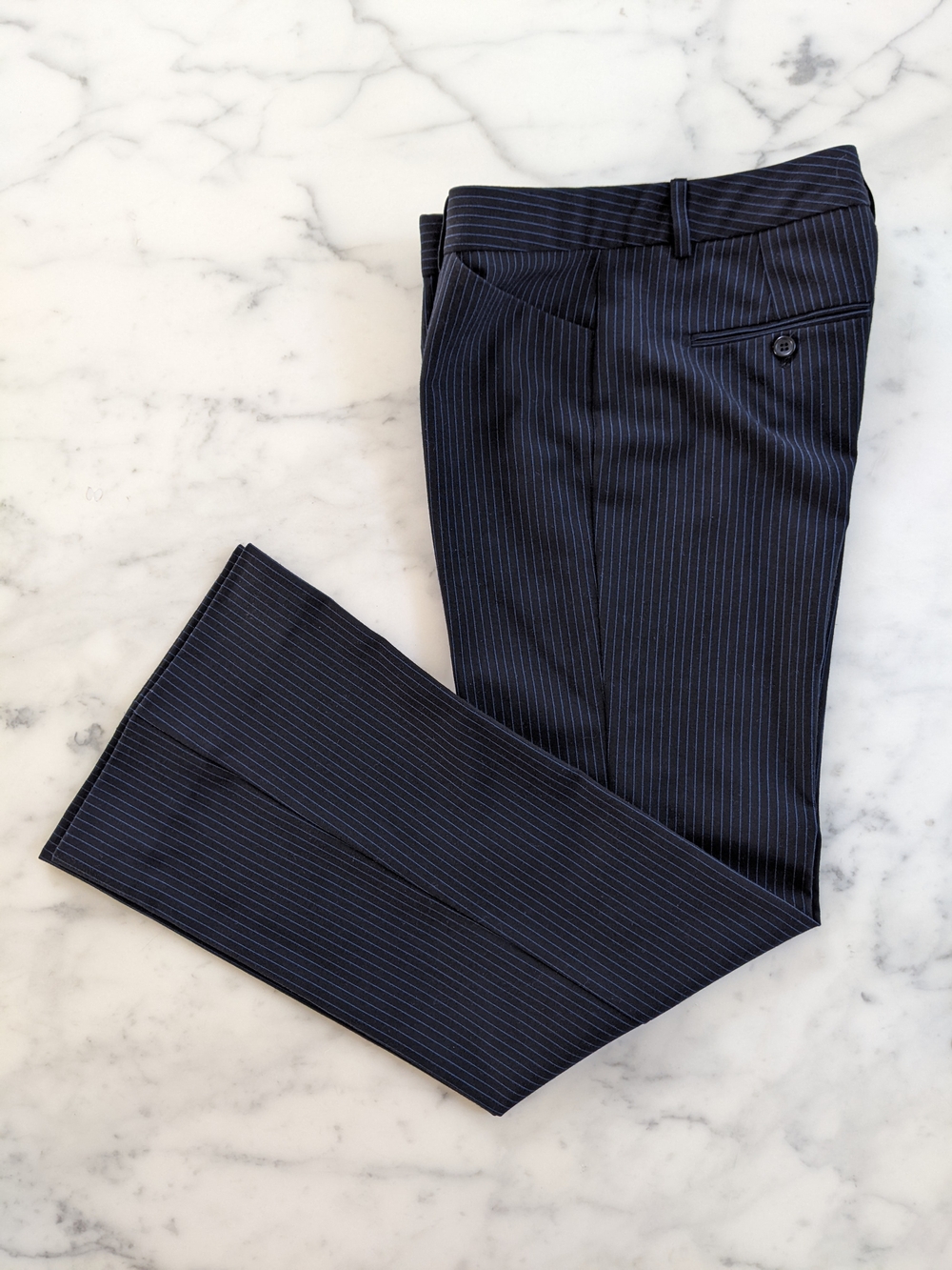 Express Design Studio Editor Navy Pinstripe Dress Pants.